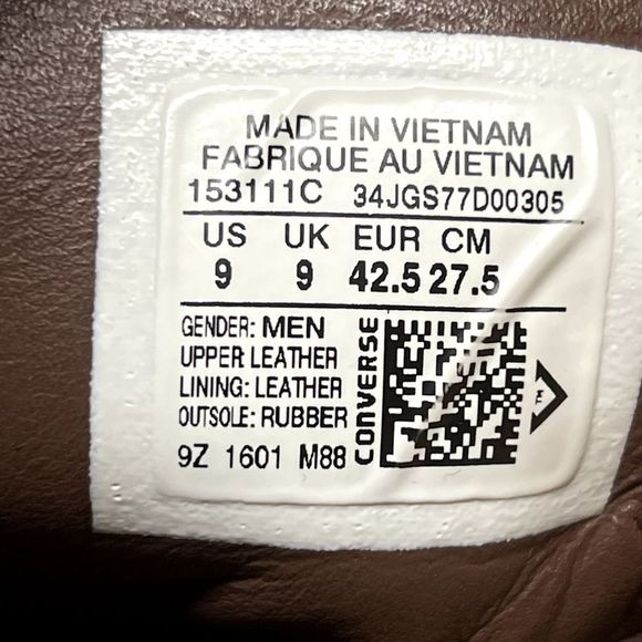 Converse All Star High Alpha M Dark Gold White Leather Shoes 153111C Men Size 9 - Picture 8 of 9